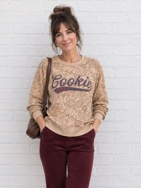 Cookie Club Gingerbread Graphic Sweatshirt XL Whimsical Cozycore